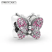 Весенние ослепительные розовые подвески в виде бабочек, 925 пробы серебряные подвески, подходят для браслетов из бисера, ожерелья, сделай сам, серебряные 925 для изготовления ювелирных изделий