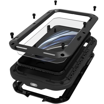 

For IPhone SE 2020 XS Max XR 11 Pro 7 8Plus Case Powerful Armor Shockproof Waterproof Gorilla Glass Metal 360 Full Outdoor Cover