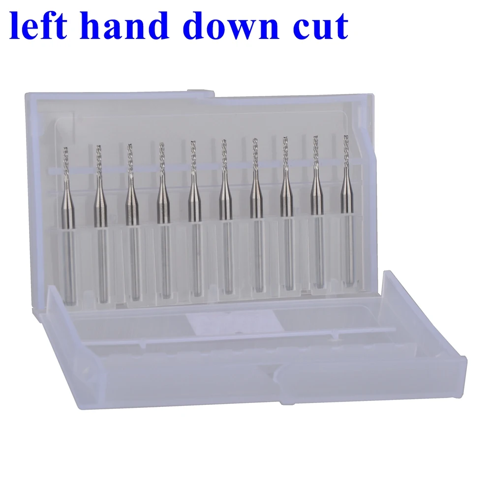 

10pc 3.175X1.2X7mm Left Spiral PCB milling cutter down cut Corn end mill Engraving Bit CNC PCB drill bit Set pcb router bits