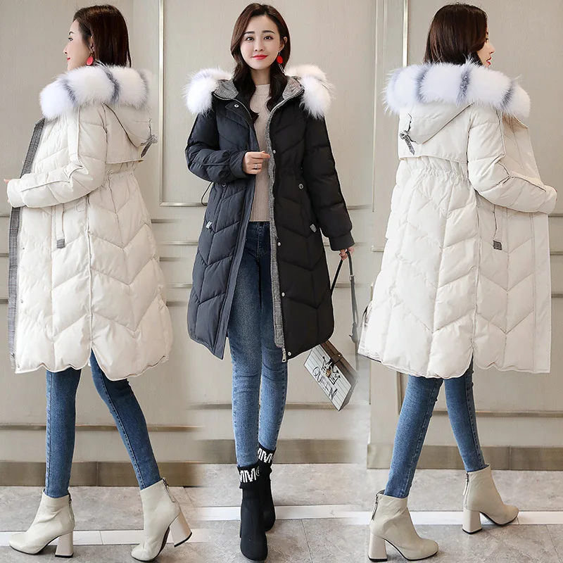 

Winter WOMEN'S Dress Cotton-padded Jacket 2018 New Style Large Fur Collar down Jacket Cotton-padded Clothes Mid-length Korean-st