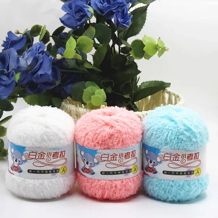 50g=1pc Small koala yarn Baby Thread Yarn for Hand Woven towel hat line scarf coral fleece yarn Coat Socks Thread Fancy Yarn 3