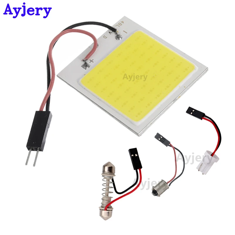 

AYJERY 30 pcs COB 48 SMD Panel W5W T10 Led BA9S Festoon C5W Dome LED Interior Bulb White Reading Bulb Interior Car Led Light 12V