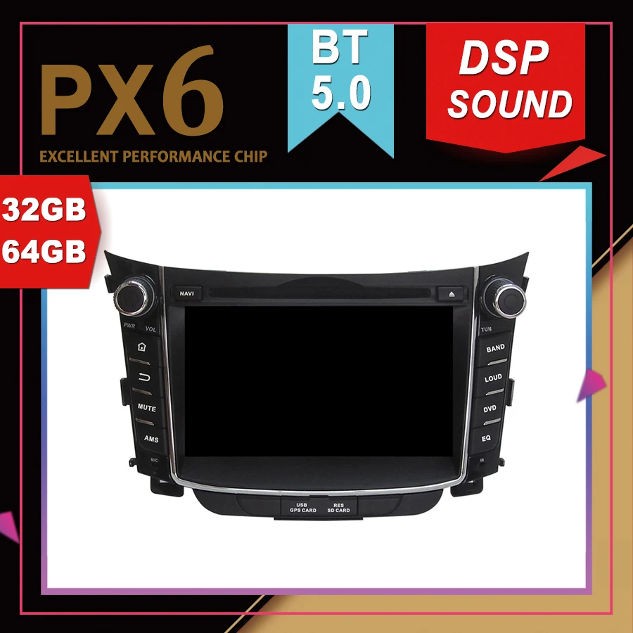 PX6 Отличная производительность Android 9 0 Автомобильный мультимедийный GPS для HYUNDAI I30