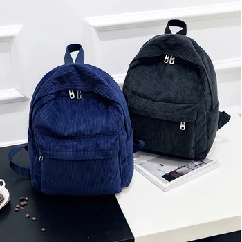 

Women Mini Backpack Girls School Shoulder Bag Rucksack Corduroy Travel Shoulder Bag Adjustable Corduroy Ladies Fashion Backpack