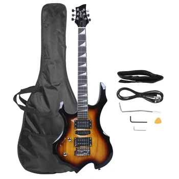 

Flame Left Hand Electric Guitar HSH Pickup Shaped Electric Guitar With Pack+Stra+Picks+Shak+Cable+Wrench Tool Sunset Color