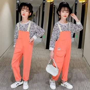 

Fashion Baby Girls Sets Autumn New Cotton Loose Long Sleeve Tops + Overalls 2pcs Comfort Kids Clothes Casual Children Outfits