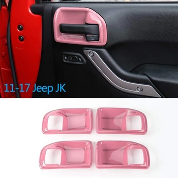 

Car Inner Door Handle Bowl Cover Decoration Frame Trim for Jeep Wrangler JK 2011-2017 (4-Door, Pink)