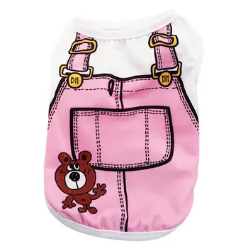 

S code Summer dog coat cotton fake belt shirt vest dog clothes fashion pet T shirt pink