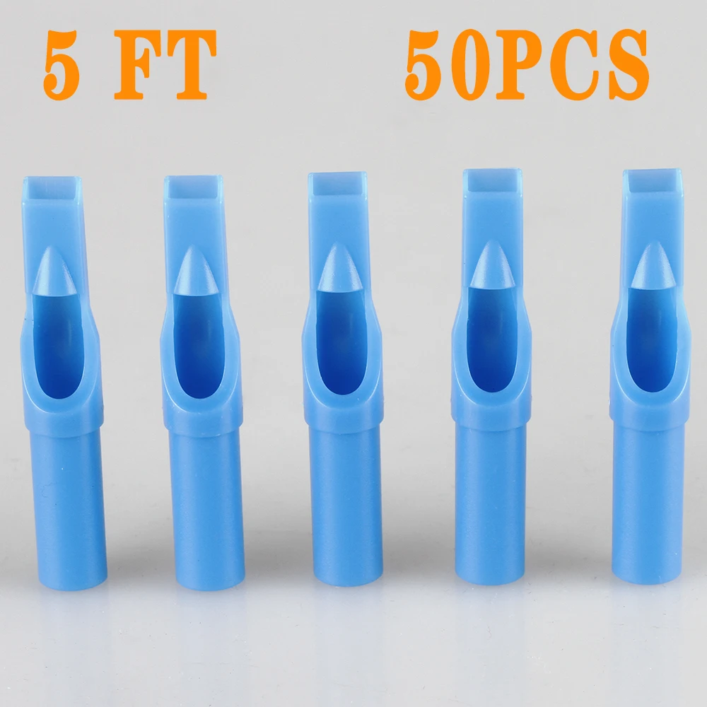 50Pcs 5/7/9/11/13/15FT Plastic Disposable Tattoo Nozzle Tips Disposable Sterile Needle Tube Tattoo Machine Flat Needle Tips - Номер модели: 5FT