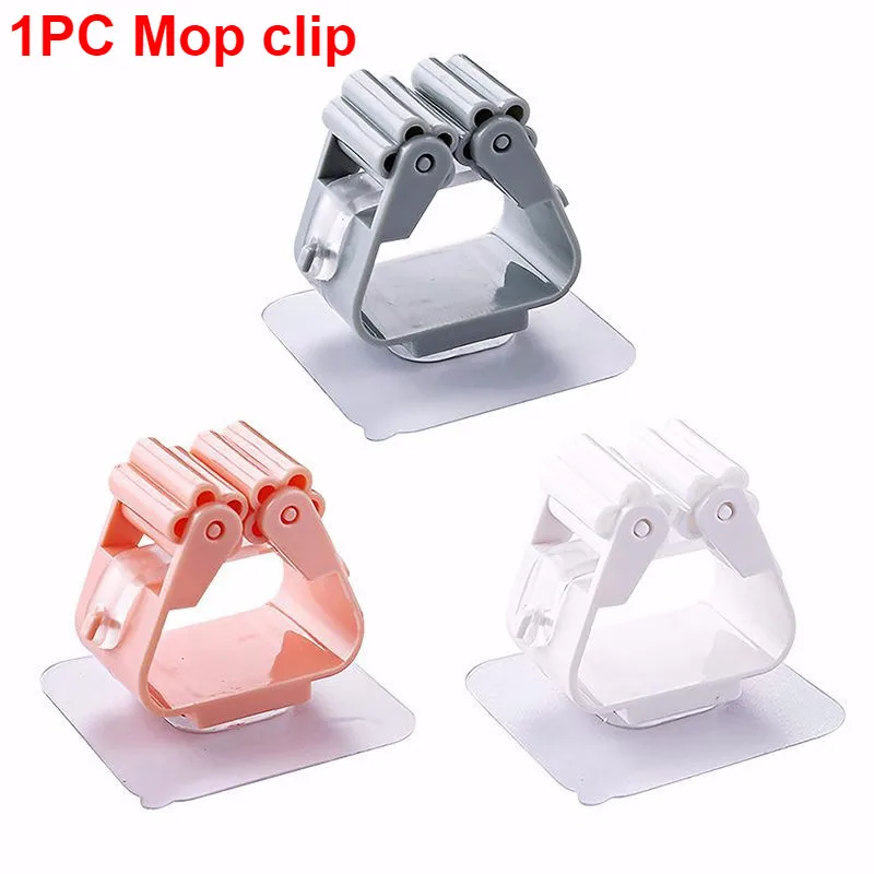 1PC montado en la pared de soporte para mopa doméstica de almacenamiento en Rack organizador de almacenamiento estante estantes diversos cepillo gancho para escobas herramientas de cocina