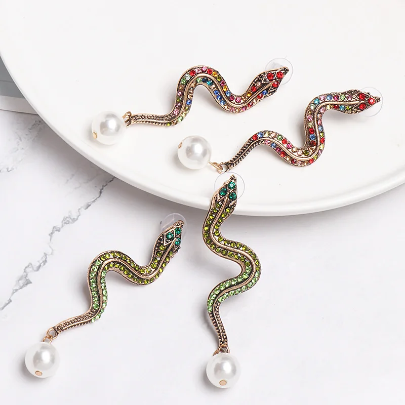 Новые Модные Зеленые глаза кубического циркония серьги в виде змей женское животное золотого цвета элегантные ювелирные изделия Египетский Monaco подарок для девочек