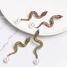 Новые Модные Зеленые глаза кубического циркония серьги в виде змей женское животное золотого цвета элегантные ювелирные изделия Египетский Monaco подарок для девочек