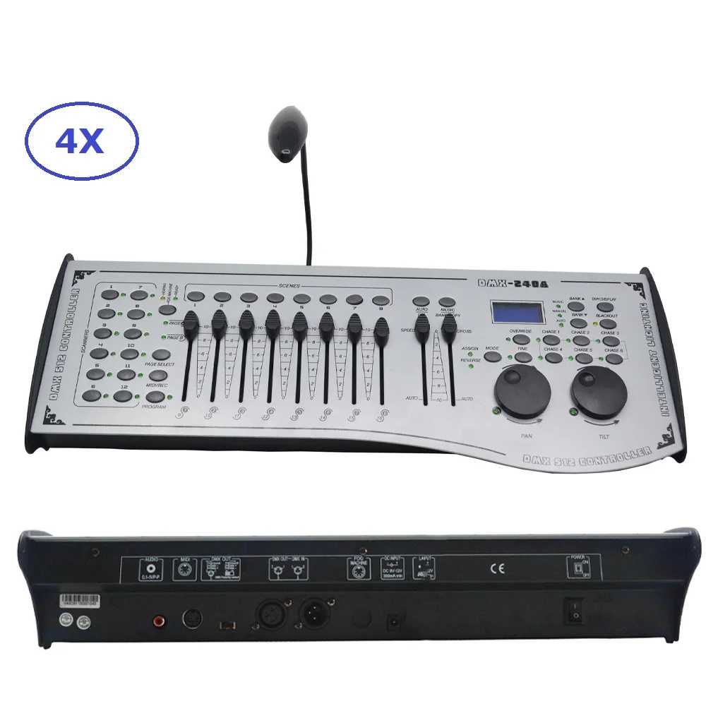 4xlot DMX240 консольный, DMX 512 контроллер 192 Каналы Профессиональный DJ диско-сценическое оборудование Led Par эффект огни