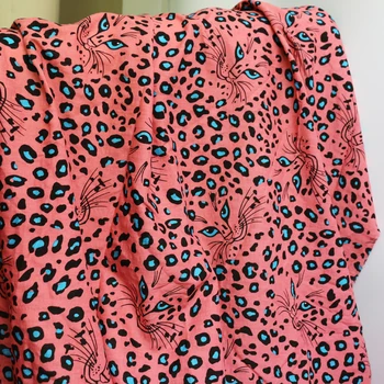 

100*145cm Leopard Cotton Seersucker Fabric Children Summer Dress Textile Crepe