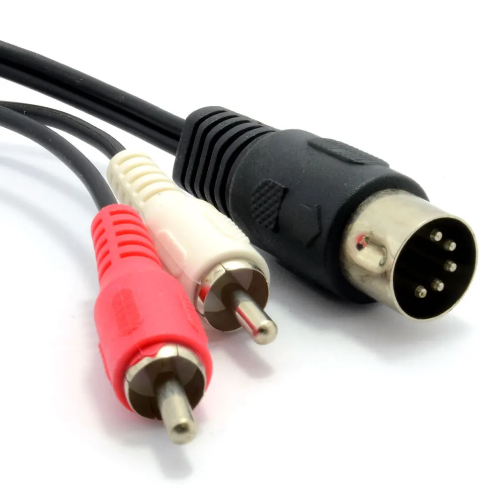 

5 Pin DIN Plugs Male to 2RCA Male Converter Audio Cable for Electrophonic Bang & Olufsen, Naim, Quad Stereo Systems 1.5m 150cm