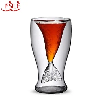 

Personality Fashion Glass High Borosilicate Glass Transparent Wine Glass Creative Double Mermaid Water Glass Cocktail Glass