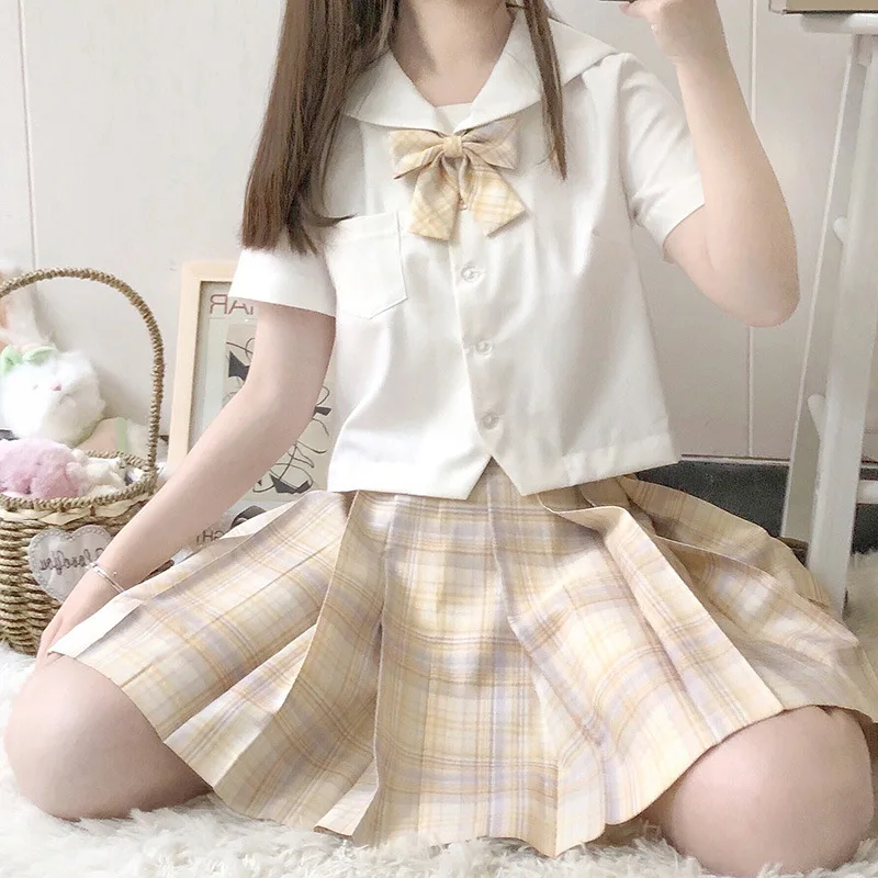 

Women Mini Pleat Skirt JK Uniform Preppy Style Plaid Skirts Cute Japanese School Uniforms High Waist Kawaii Skirt