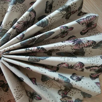 

Cotton and Linen Blend Fabric Printed Butterfly Fabric Crafts Cloth For Handmade DIY Sewing Patchwork Textile Material