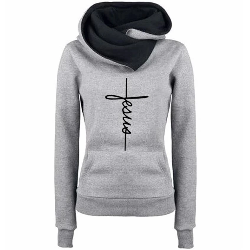 

Hooded Hoodies For Women Faith Letters Print Tops Hoodies Women Sweatshirt Femmes Thick Loose Female Printing Plus Size Autumn