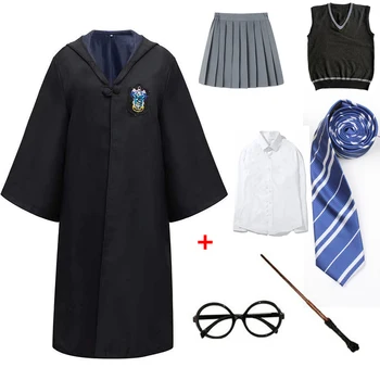 

Adult Kids Gryffindor Ravenclaw Potter Cloak Cosplay Costumes Shirt Skirt Slytherin Robe Potter Costume Hermione School Uniform