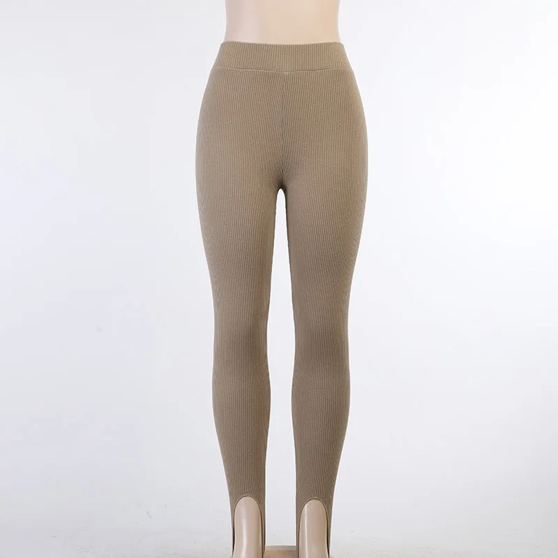 black leggings Women Ribbed Knitted Leggings Autumn High Waist Fitness Basic Pants Sweatpant Casual All-Match Skinny Female Leggings Pants leather leggings
