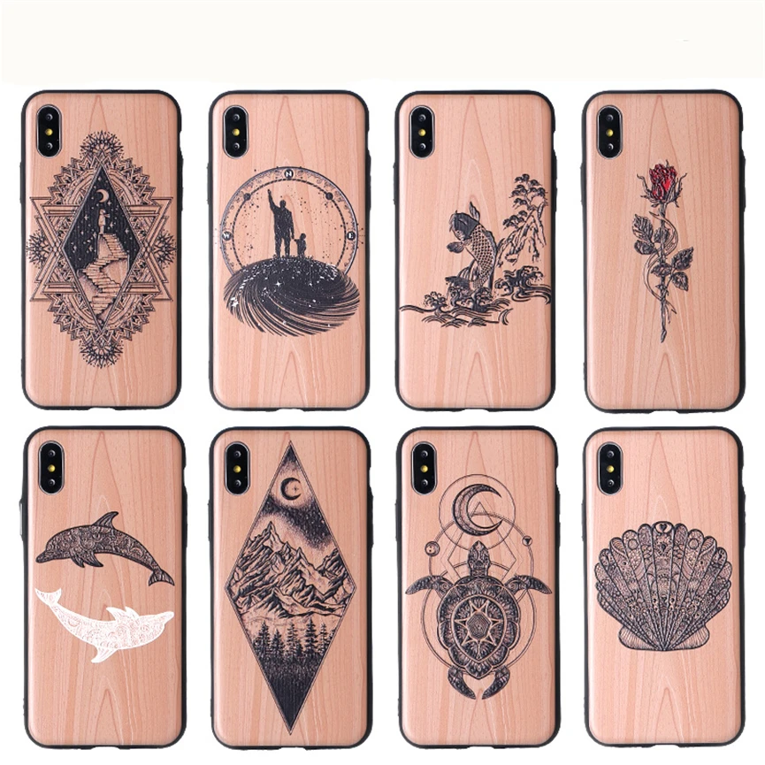 

Vintage imitation wood grain shatter-resistant luxury mobile phone case for iPhone 6 6S XS Max 7 7Plus 8 8Plus X XR Plus