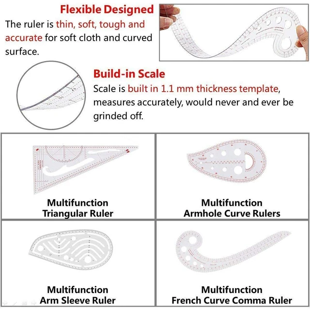 4Pcs Measure Curve Ruler DIY Clothing Drawing Template Metric Ruler Set French  Curve Pattern Grading Ruler Tailors Sewing Tools _ - AliExpress Mobile