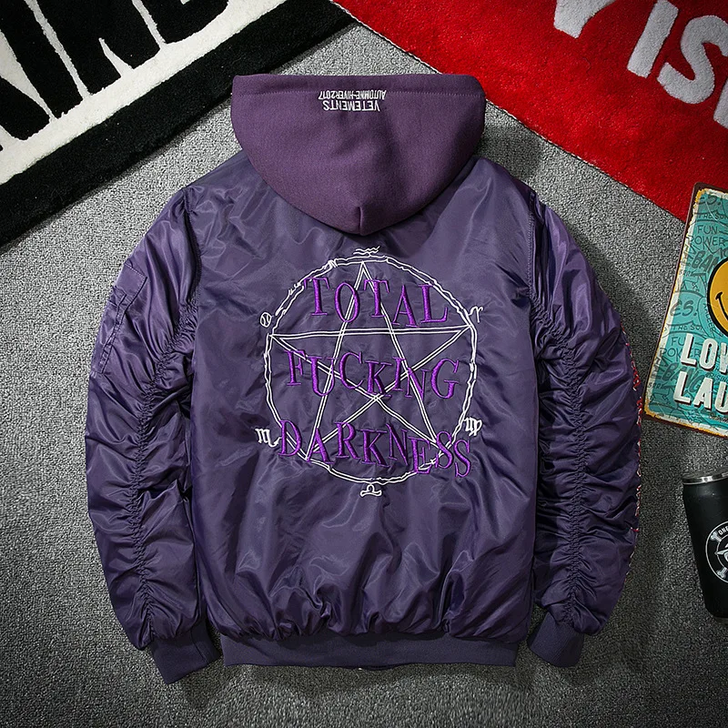 Новая европейская американская Японская уличная Harajuku Мужская Женская куртка-бомбер вышитые женские s мужские куртки и пальто плюс размер - Цвет: Purple cotton