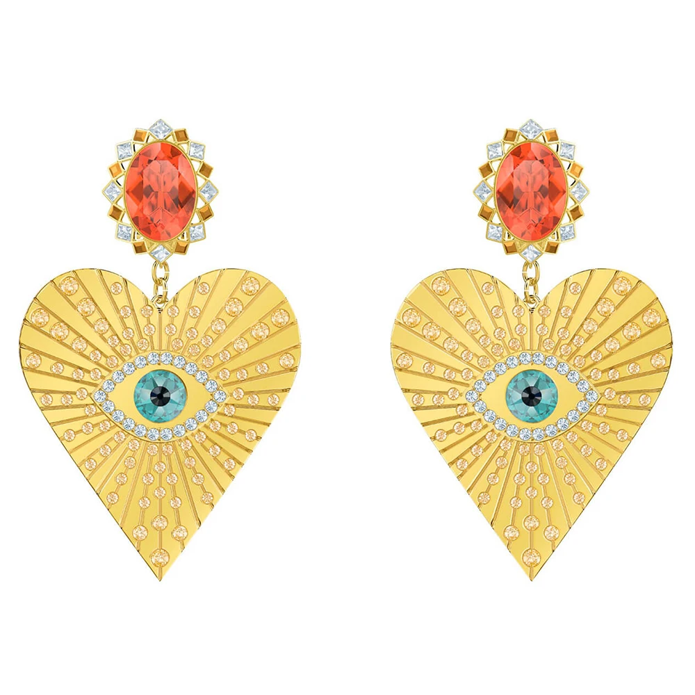 

SWA RO 2019 Original New LUCKY GODDESS HEART Earrings Devil's Eyes with Bright Eyes Crystal Women's Earrings Romantic Gift