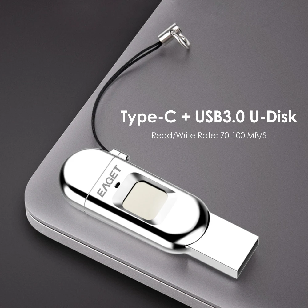 largest flash drive Fingerprint USB Flash Drive for EAGET FU68 Data Encryption Accurately Identify Type-C Interface USB Flash Disk High Speed USB3.0 best usb flash drive