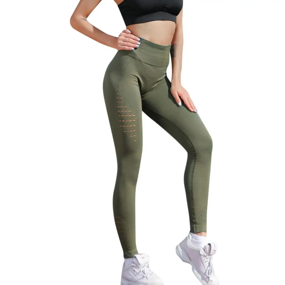 Сексуальные спортивные женские штаны с высокой талией, одноцветные леггинсы для бега, спортивные штаны, брюки ropa deportiva#1016 - Цвет: Зеленый