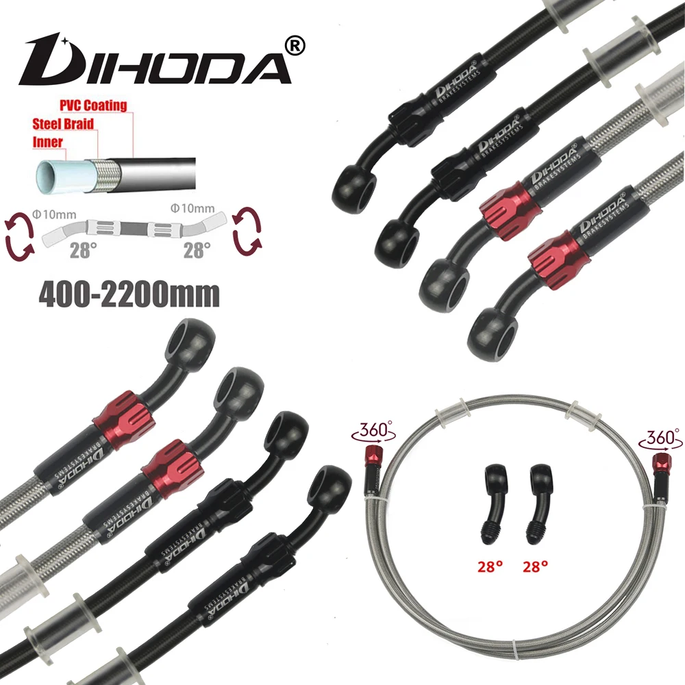 Motorcycle Hydraulic Brake Hose Line Cable Braided Brake Lines