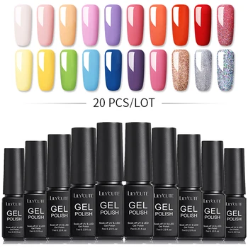 

LILYCUTE 20Pcs/Set UV Gel Nail Polish Set 7ml Multi-Color Semi Permanent Long Lasting Led Gel Nail Varnish Soak Off Nail Gel