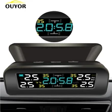 Pressure-Monitoring-System Clock Lcd-Display Tire Solar-Power Universal 4-External-Sensor