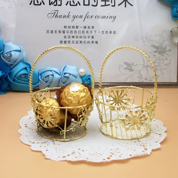 

Metal crafts iron small basket creative wedding candy packaging wedding candy box for wedding decor