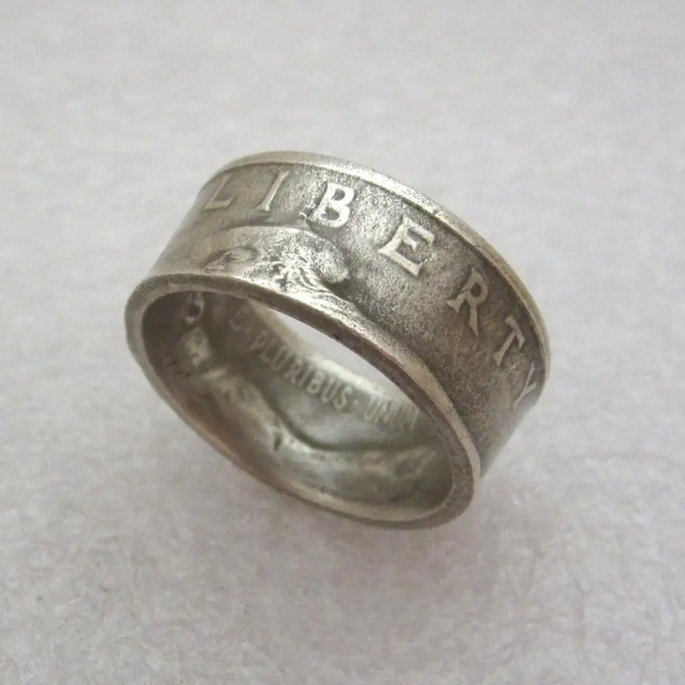 Монета кольцо ручной работы из 1925 Памятная Половина копия доллара монета посеребренное кольцо ручная работа