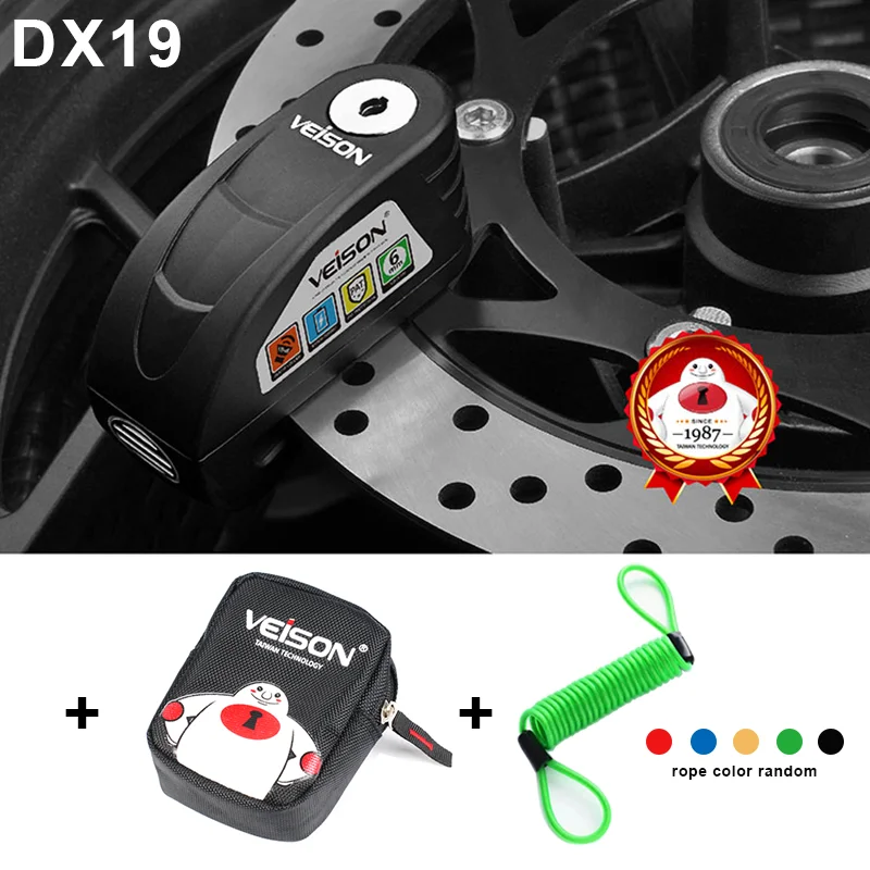 DX19-Black set(3) VEISON moto rcycle водонепроницаемый мотоциклетный замок с сигнализацией, металлический дисковый замок для мотоцикла rbike, защита от кражи, тормоз, Alarma, замок для скутера - Цвет: DX19-Black set(3)