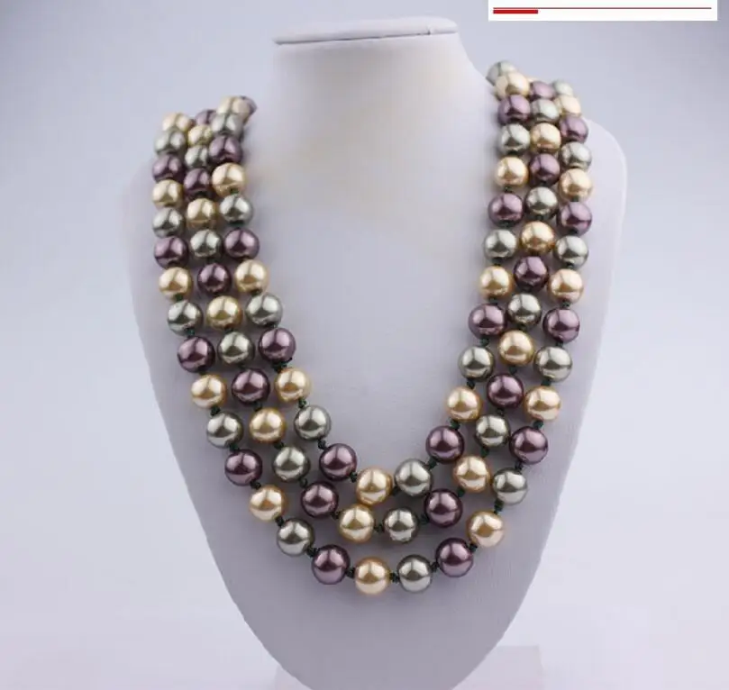 1029+++ оболочка жемчужные ожерелья с цепочкой для ношения поверх свитера модная Всепогодная Толстовка перламутр 1,5 м - Окраска металла: 2