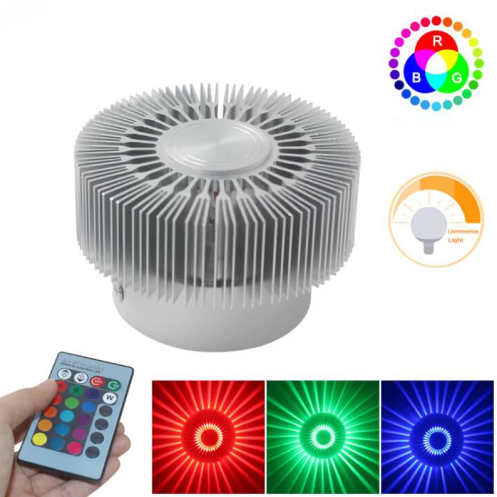 

3W Mounted LED Wall Light RGB Effect Lamp Sunflower Projection Rays AC85-265V Remote Control Corridor Wall Lamp