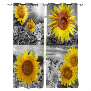 

Sunflower Local Color Abstract Flower Park Luxury Curtains Living Room Bathroom Kitchen Curtains Household Products