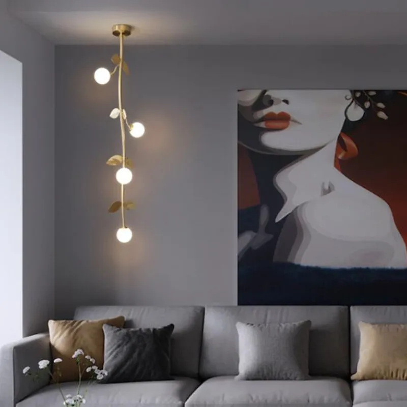 

Креативные латунные украшения для гостиной, спальни, подвесные светильники, ветки в скандинавском стиле, прикроватные светодиодный люстры