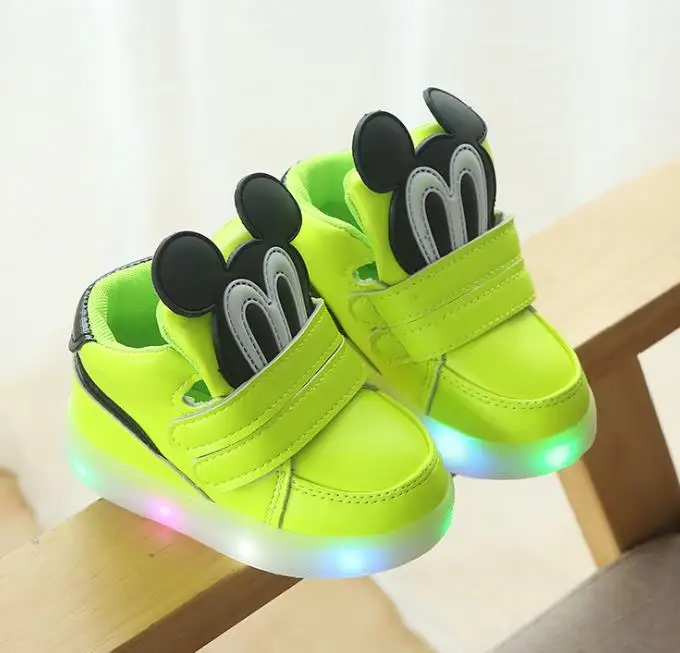 Обувь для детей; обувь для малышей с милым мультяшным дизайном; обувь с подсветкой и гибкой подошвой; удобная обувь для детей - Color: Green
