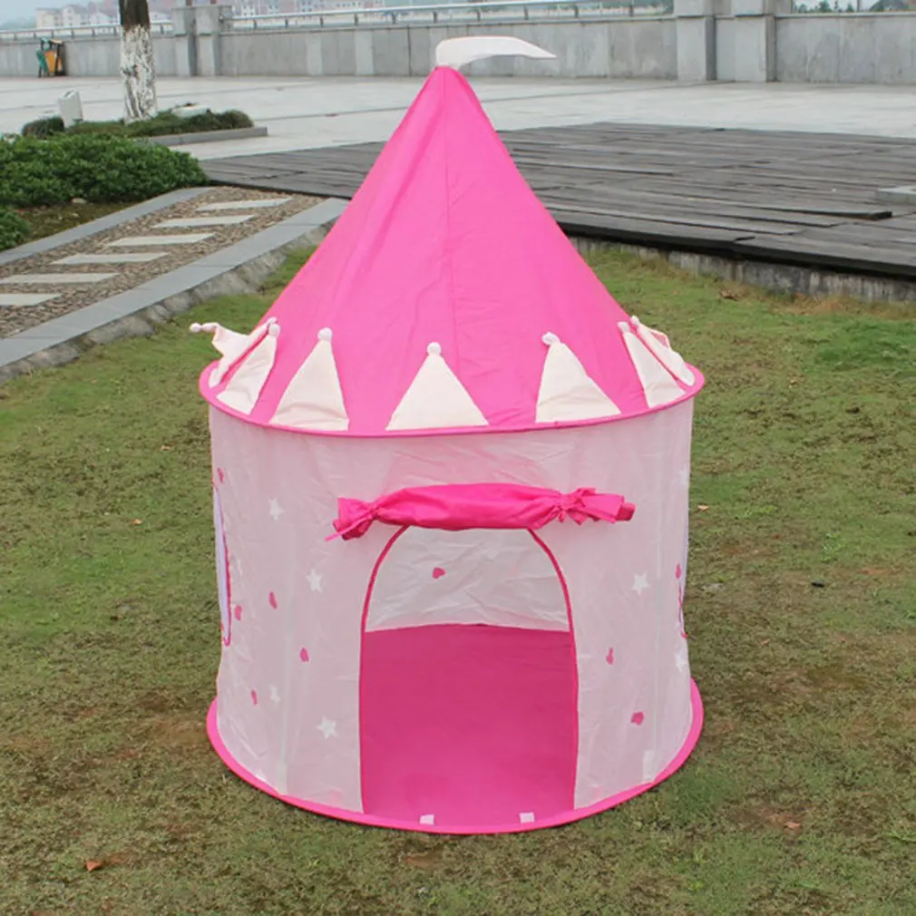 Детская игровая палатка замок Юрта, складная детская игровая палатка для помещений, Детская светящаяся палатка принцессы - Color: pink tent