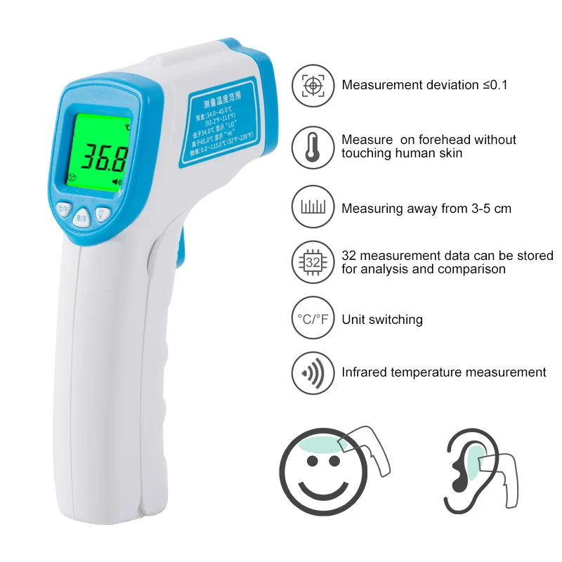 

Baby Forehead Infrared Thermometer Fast Accurate Measurement Digital LCD Non-contact Infrared Forehead Thermometer Infrared