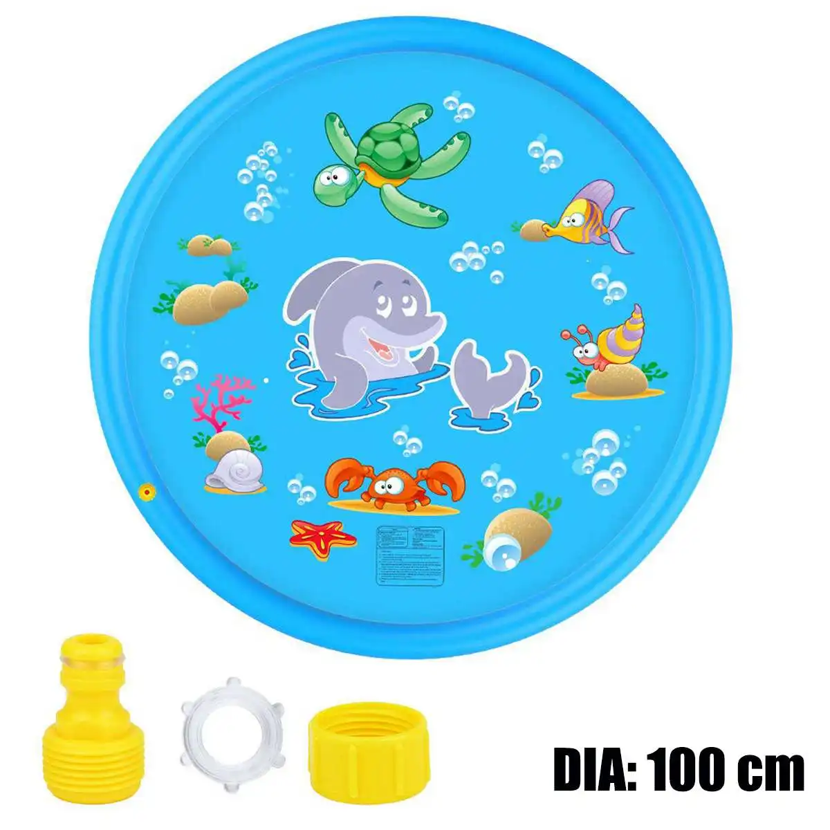 Inflatable Swimming Pool Inflatable Water Sprinkler Pad Water Sprinkler Pad Inflatable Water Mat Children Bathing Toys Inflatable Kids Round Water Splash Play Pool PVC Swimming Pools 100cm Playing Sprinkler Mat Yard Outdoor Fun