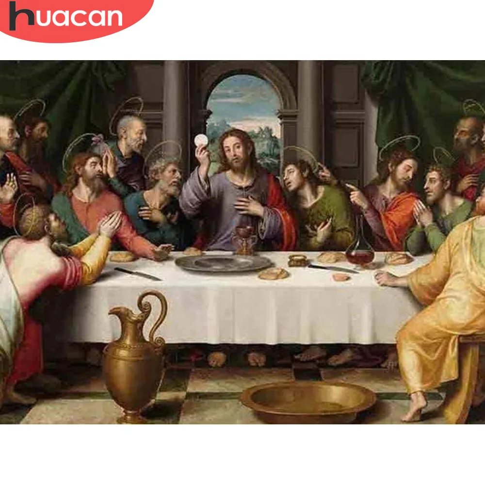 HUACAN алмазная живопись Последний Ужин портрет религия Иисус Вышивка крестом Комплект украшение дома полный квадратный дрель ручной работы