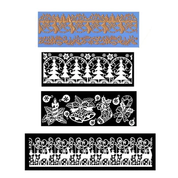 

Christmas Silicone Lace mat Fondant Decor Cake Lace Impression Mold Tree Elk Bell Pattern Pad Baking Pastry Tools Gadgets