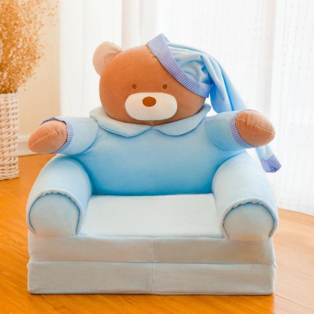 2pcs Replacement Slipcover for Kids Foldable Sofa Chairs Cartoon Animal Bear Frog Armchair Lounger Couch Cover for Children