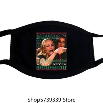 

Woman Yelling At A Cat Ugly Christmas Sweater Meme Outfit Mask Washable Reusable Mask