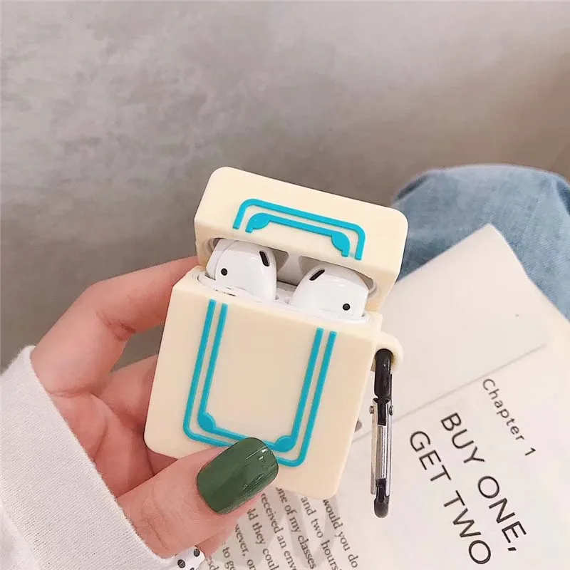 Чехол с рисунком Маджонга для airpods 1 2, беспроводной чехол с Bluetooth для телефона, чехол с карабином, мягкий силиконовый чехол для air pods - Цвет: bai